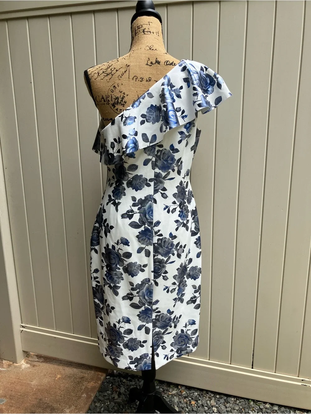 Eliza J one shoulder floral cocktail dress sz 12 wedding guest scuba sheath - Picture 8 of 10